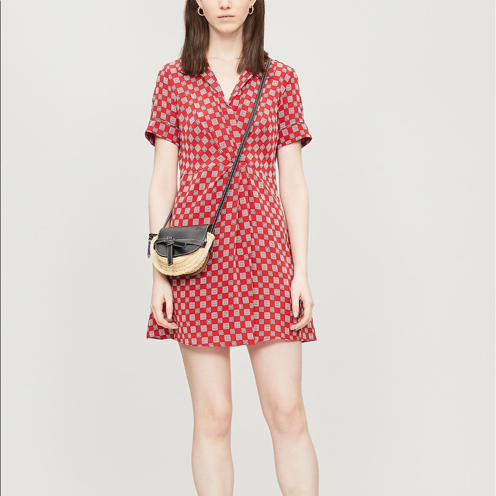 Sandro violet geometric print silk midi dress
